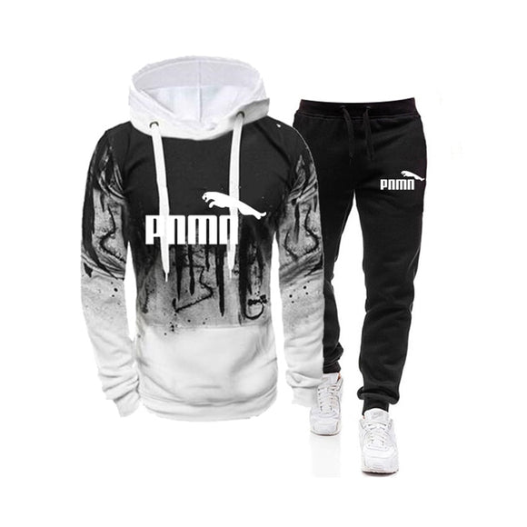 Casual Tracksuit Men 2 Pieces Sets Hooded Sweatshirts Spring Men's Clothes Pullover Hoodies Pants Suit Ropa Hombre Plus Size